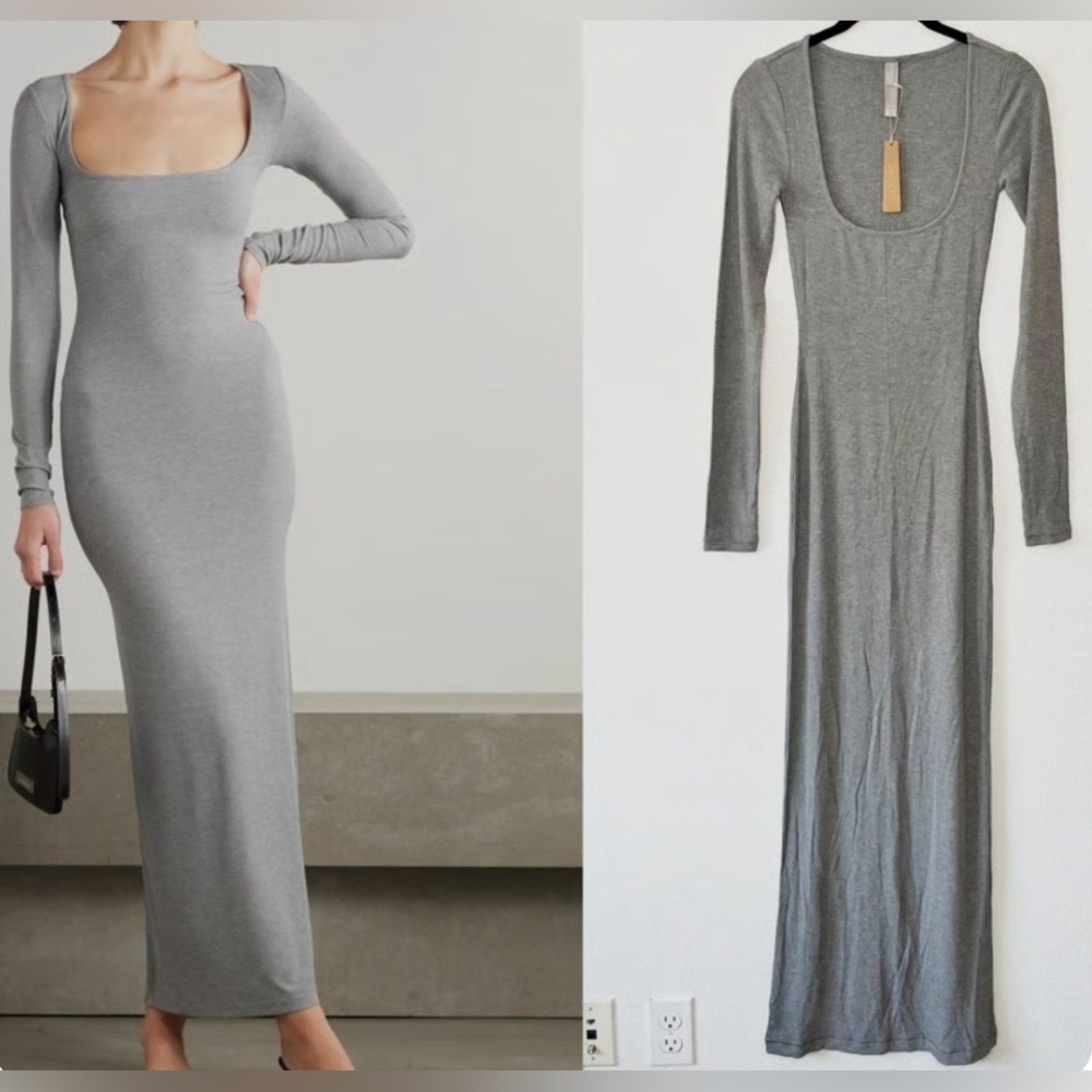 SKIMS Charcoal Long Sleeve Dress